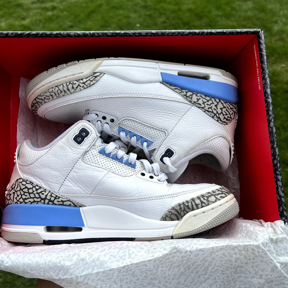 Size 8.5 - Nike Air Jordan 3 Retro UNC Men's Shoes - Ships Now - Picture 9 of 10